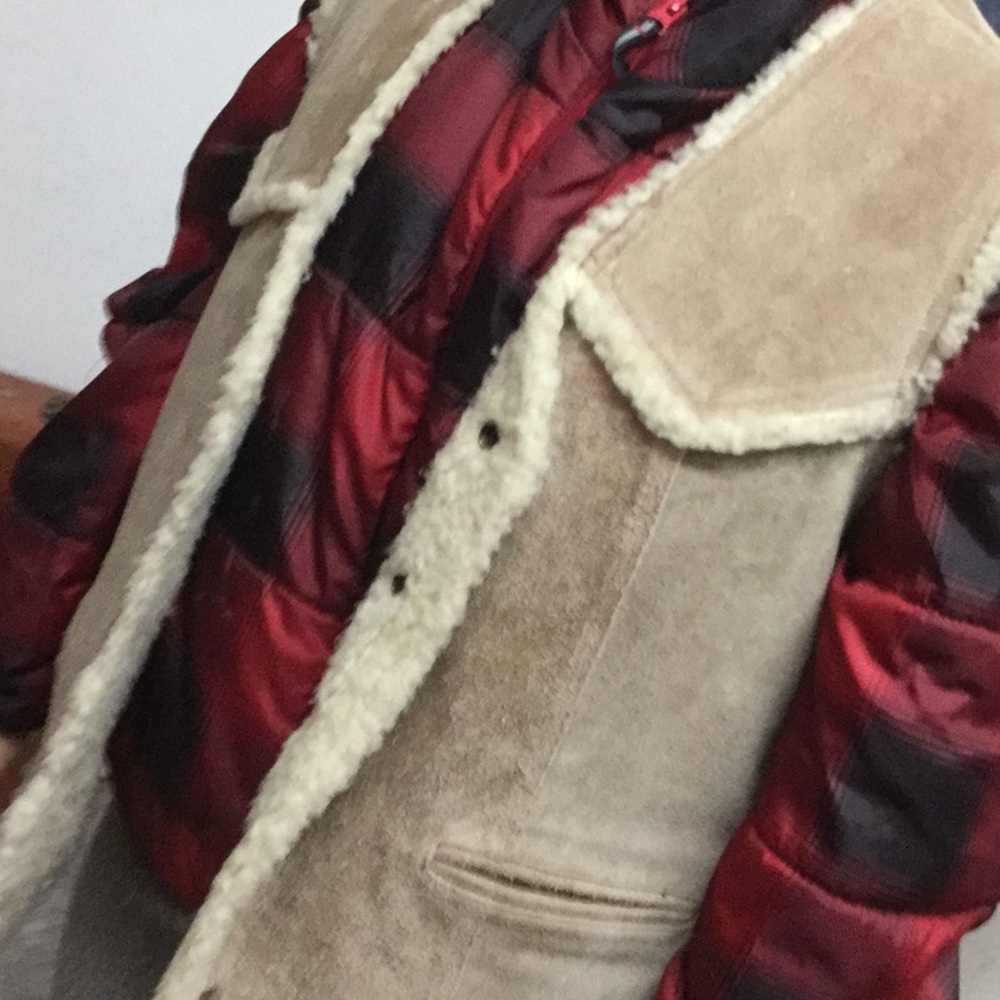 Vintage Sherpa cowboy cowgirl rodeo vest ranch farm horse landman cabin - Picture 9 of 13